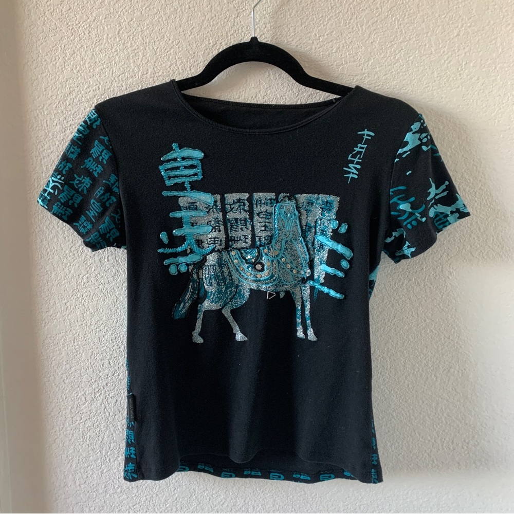 Moschino embroidered horse short sleeve tee shirt